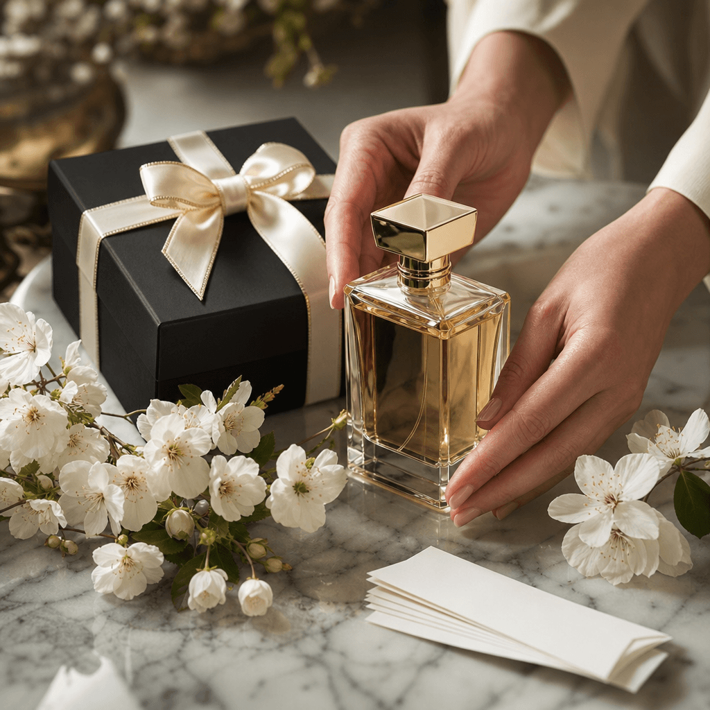 Luxury fragrance styling scene
